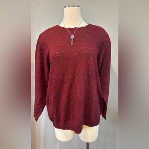 Alfred Dunner Women's Burgundy Crewneck Sweater